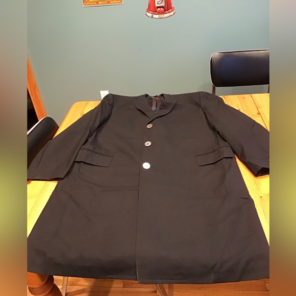 MEN’S VINTAGE GRANDPA OVERCOAT 1950’s BLACK LINED PUCCINI MOE SERCHUCK NYC - Picture 3 of 8